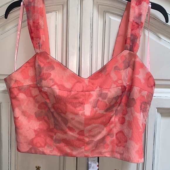 Bcbgmaxazria Mesh Overlay Crop Top in Blush Floral Size M - Picture 6 of 14